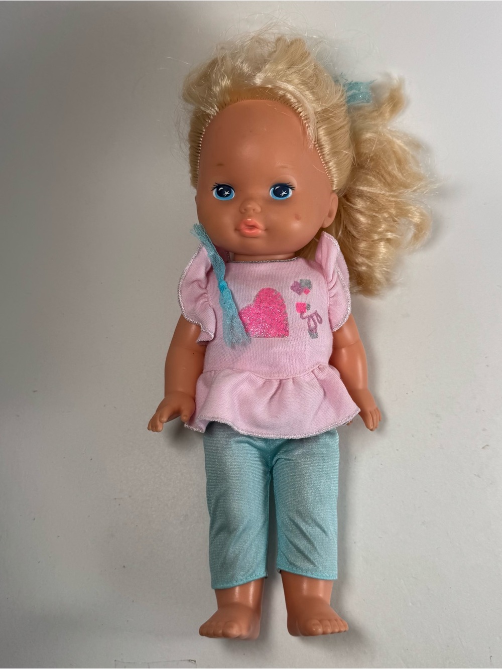 Vintage Mattel Lil Miss Makeup Doll 1988 13" Blonde Hair Blue Eyes Pink Blue